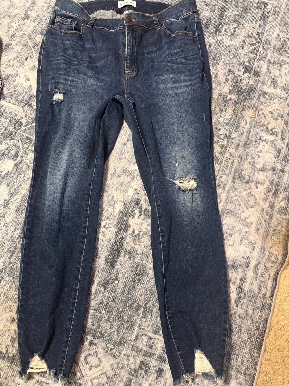 Lane Bryant Dark Blue Distressed Skinny Jeans size 11/19